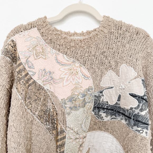 VTG Karen Scott Floral Embroidered Knit Sweater Size M Grandma Cottage 90s Retro - Picture 2 of 6